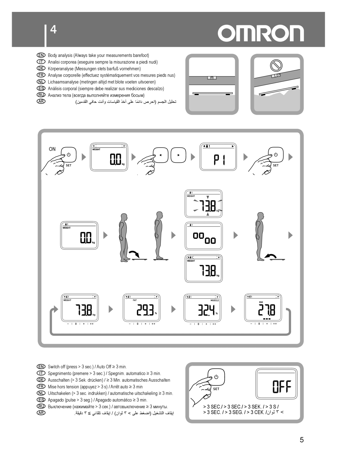 Omron BF214 instruction manual SEC./ 3 SEC./ 3 SEK. / 3 S 