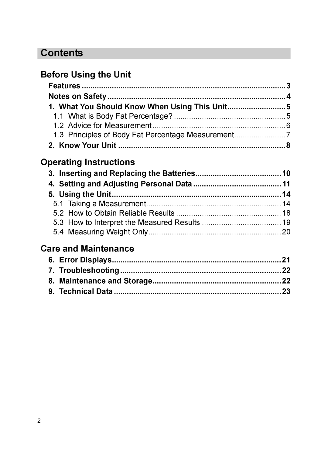 Omron BF400 instruction manual Contents 