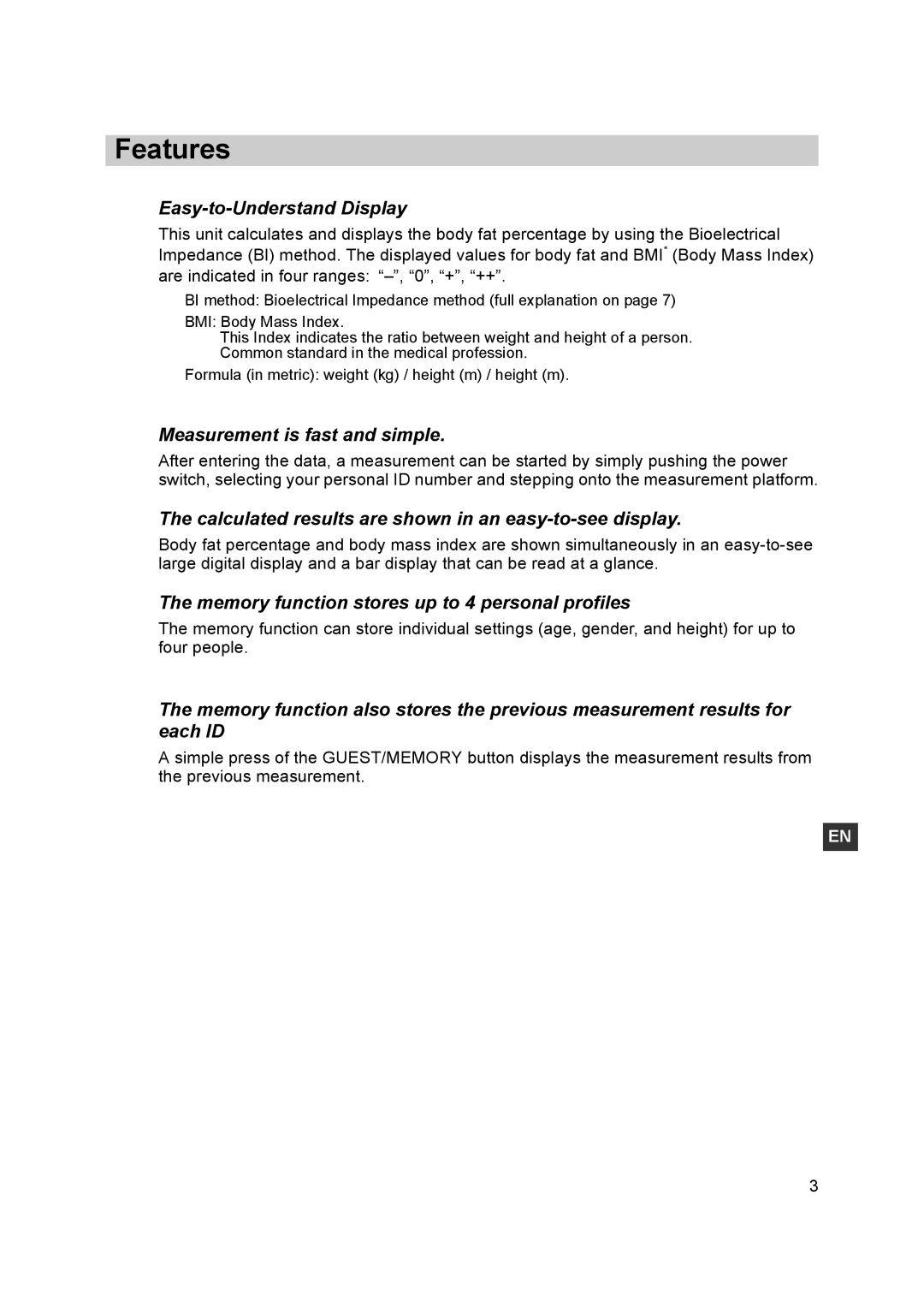 Omron BF400 instruction manual Features, Easy-to-Understand Display, Measurement is fast and simple 