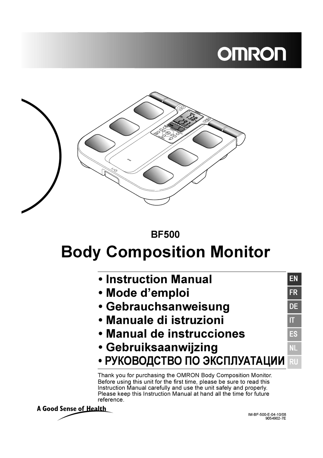 Omron BF500 instruction manual Body Composition Monitor 