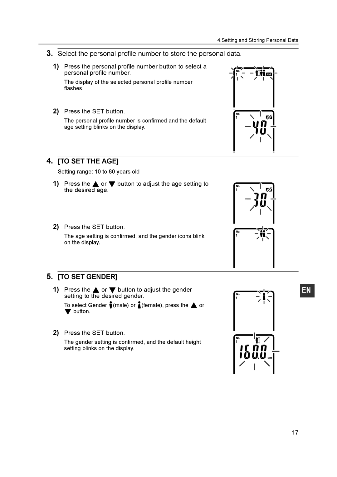 Omron BF500 instruction manual To SET the AGE 