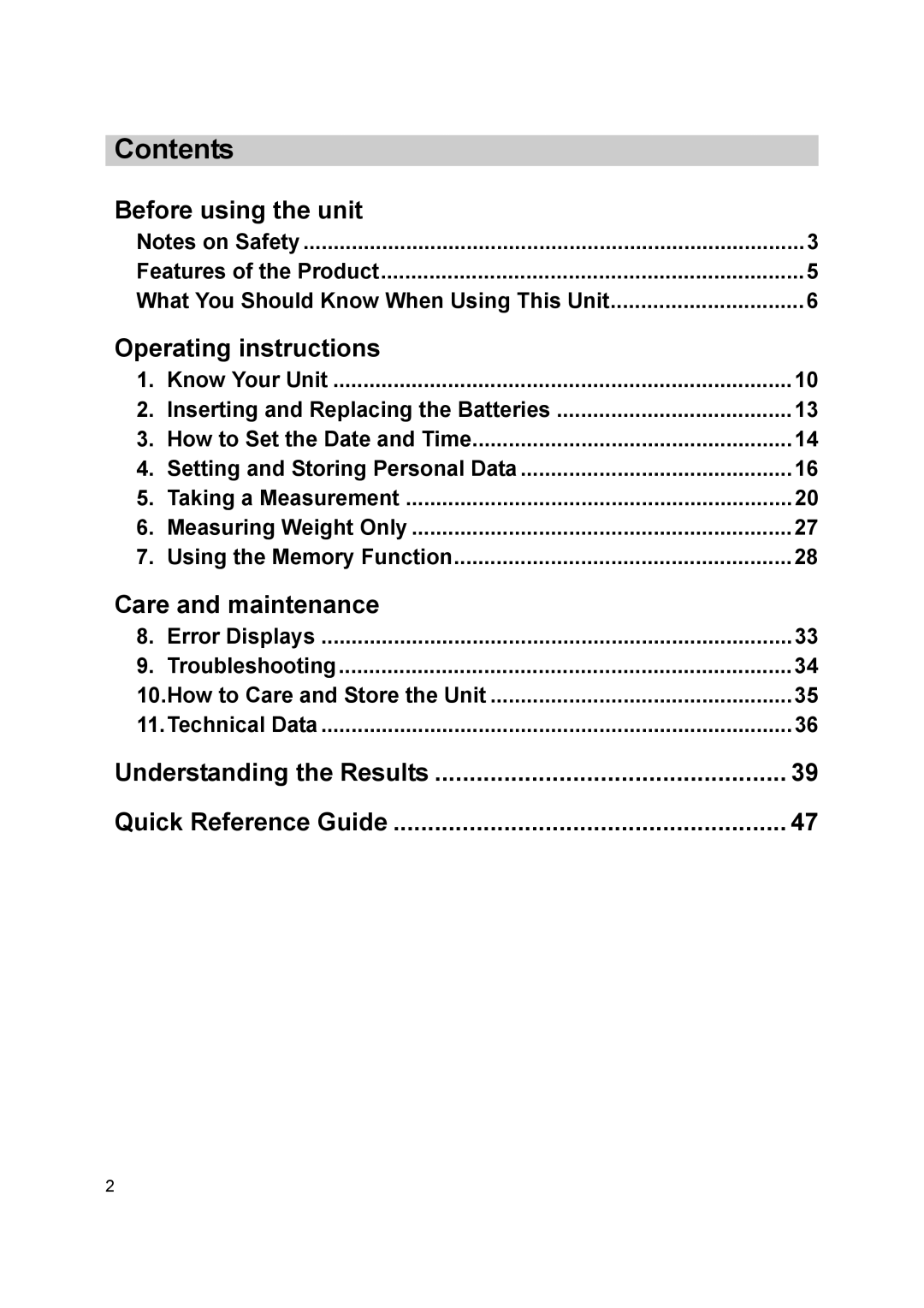 Omron BF500 instruction manual Contents 