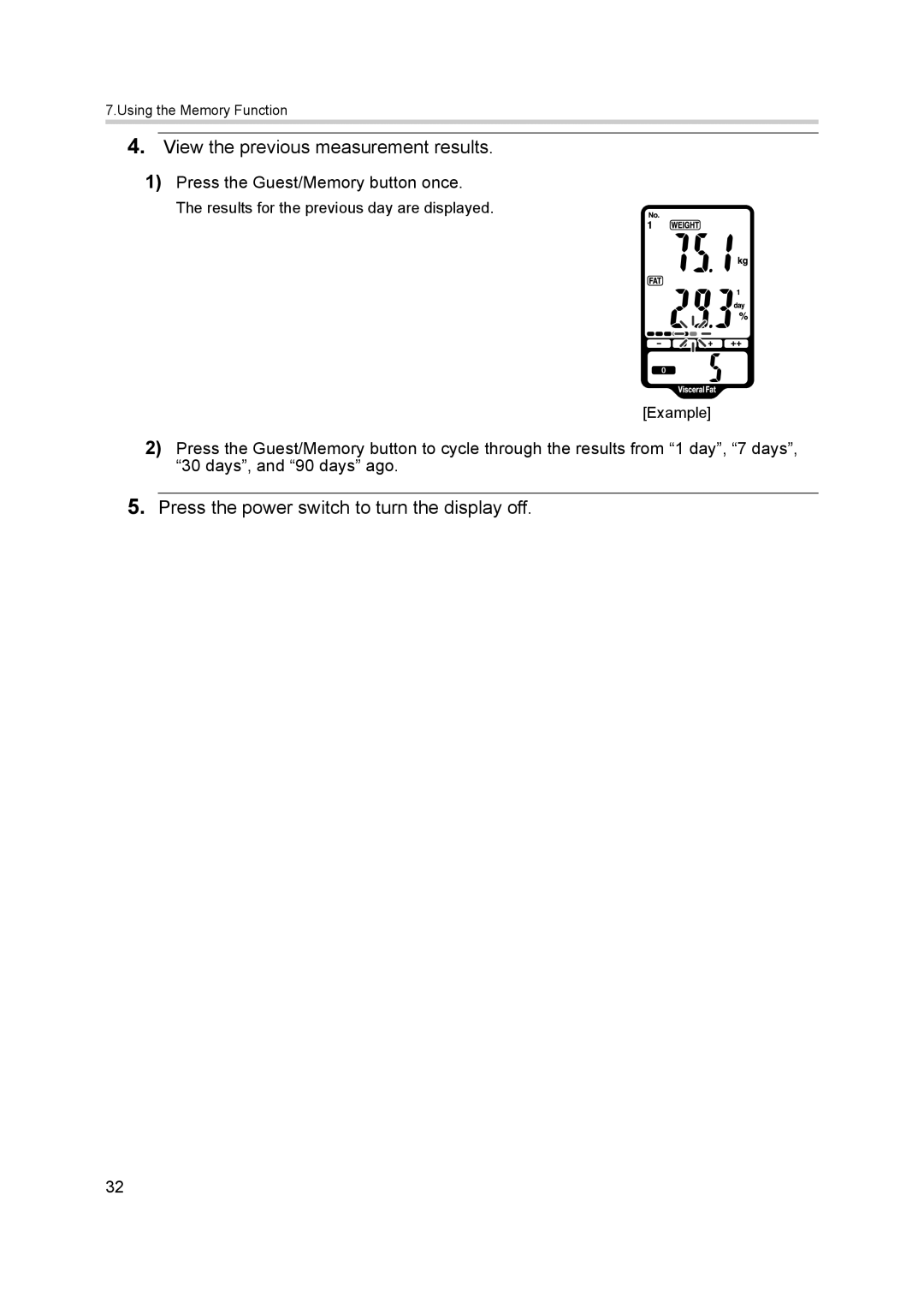 Omron BF500 instruction manual View the previous measurement results 