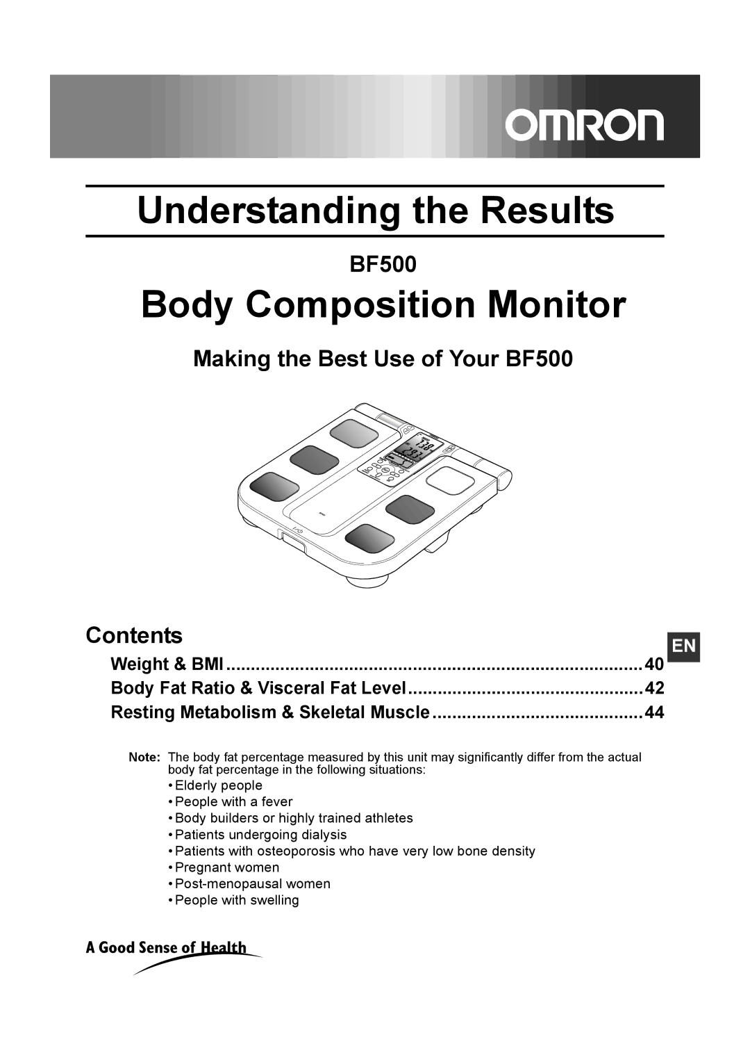 Omron instruction manual Making the Best Use of Your BF500 Contents 