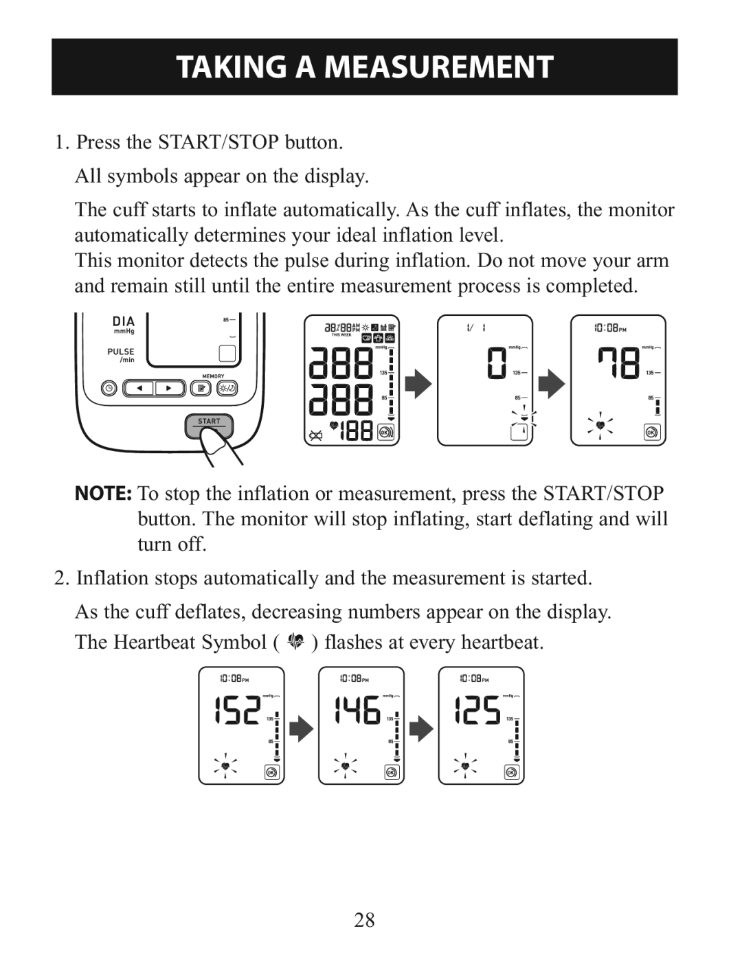 Omron BP760 instruction manual Taking a Measurement 