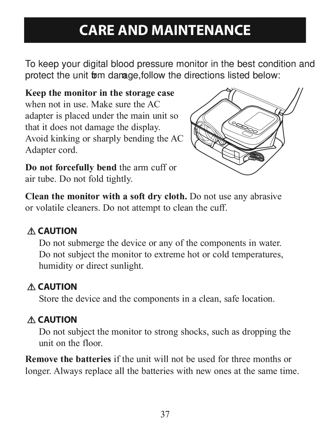 Omron BP760 instruction manual Care and Maintenance 