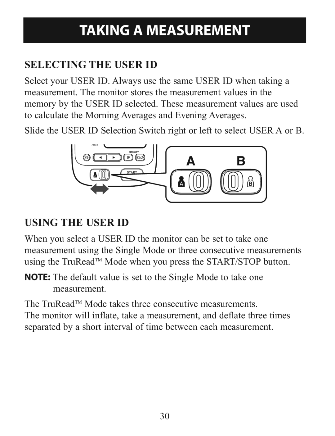 Omron BP785 instruction manual Selecting the User ID, Using the User ID 