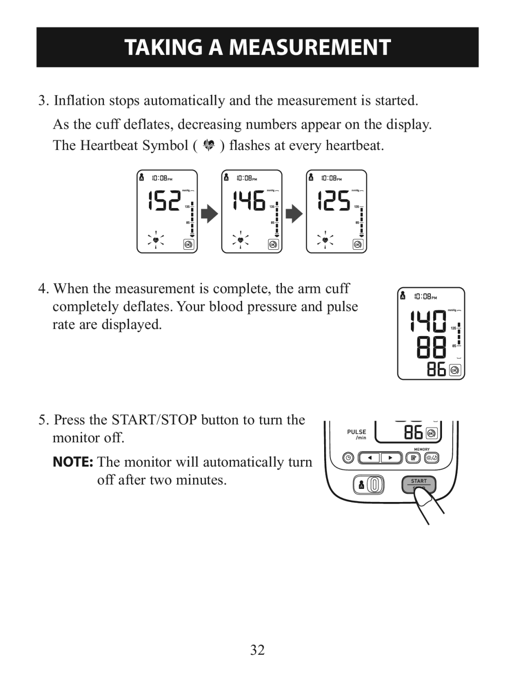 Omron BP785 instruction manual Taking a Measurement 