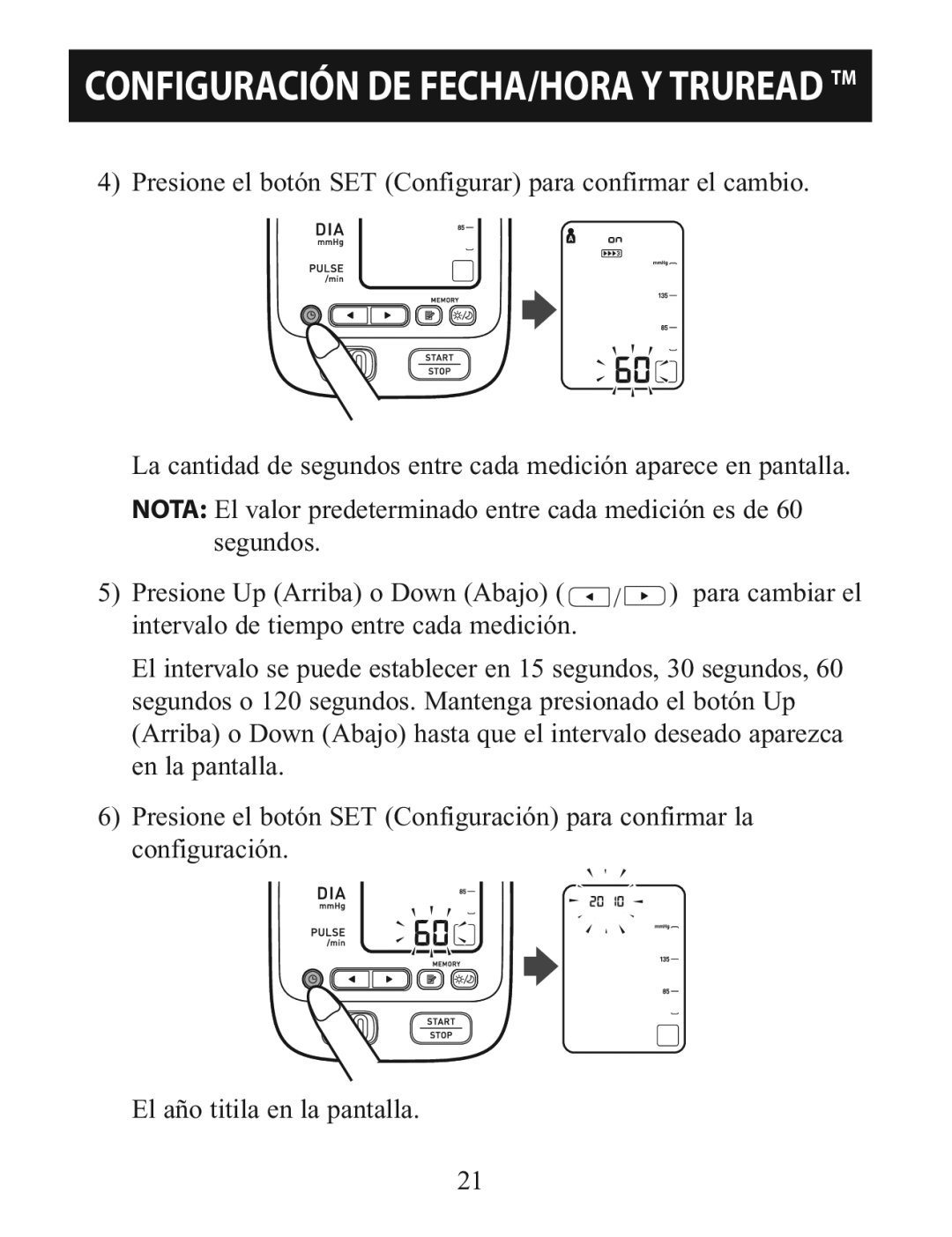 Omron BP785 manual Configuración DE FECHA/HORA Y Truread TM 