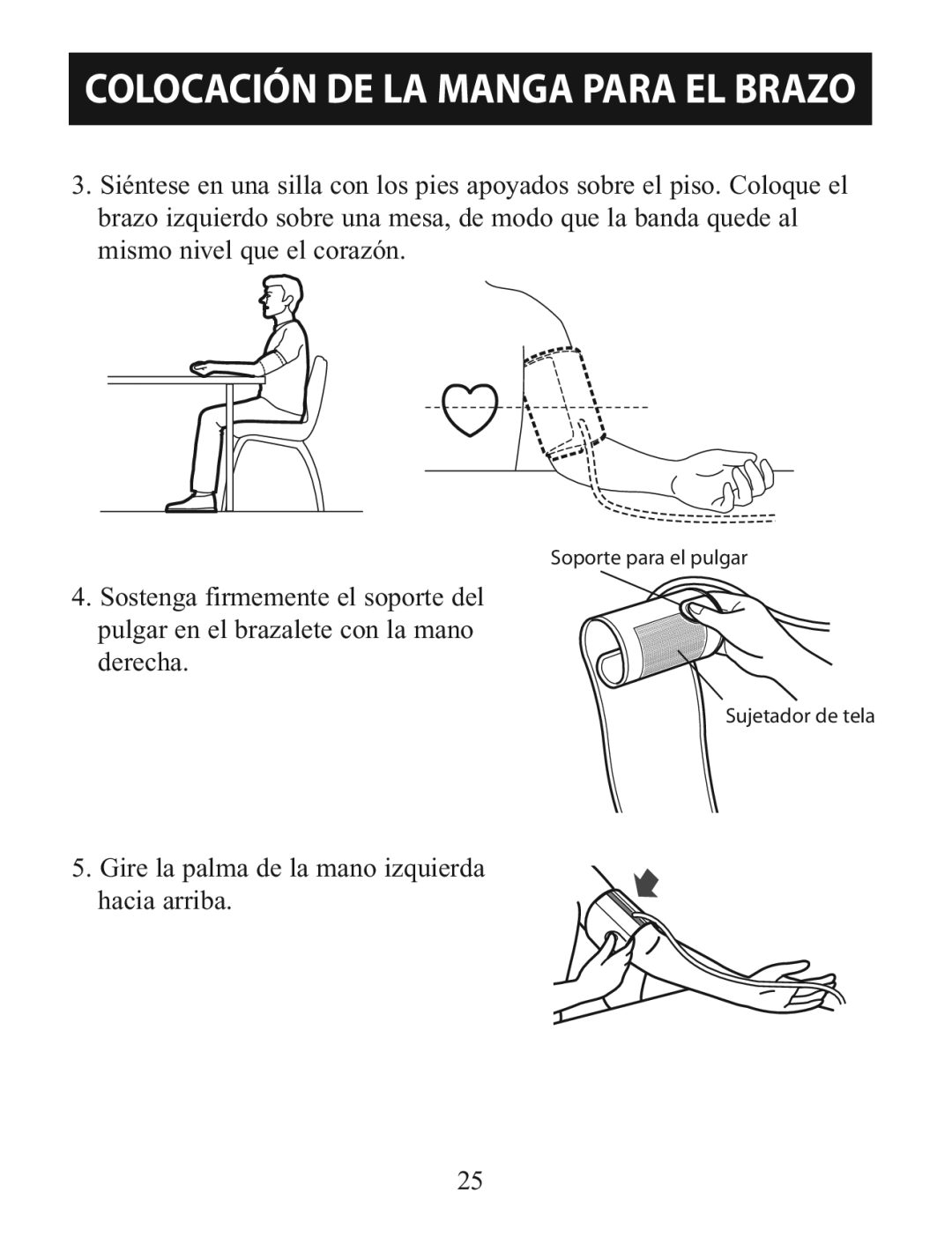 Omron BP785 manual Gire la palma de la mano izquierda hacia arriba 