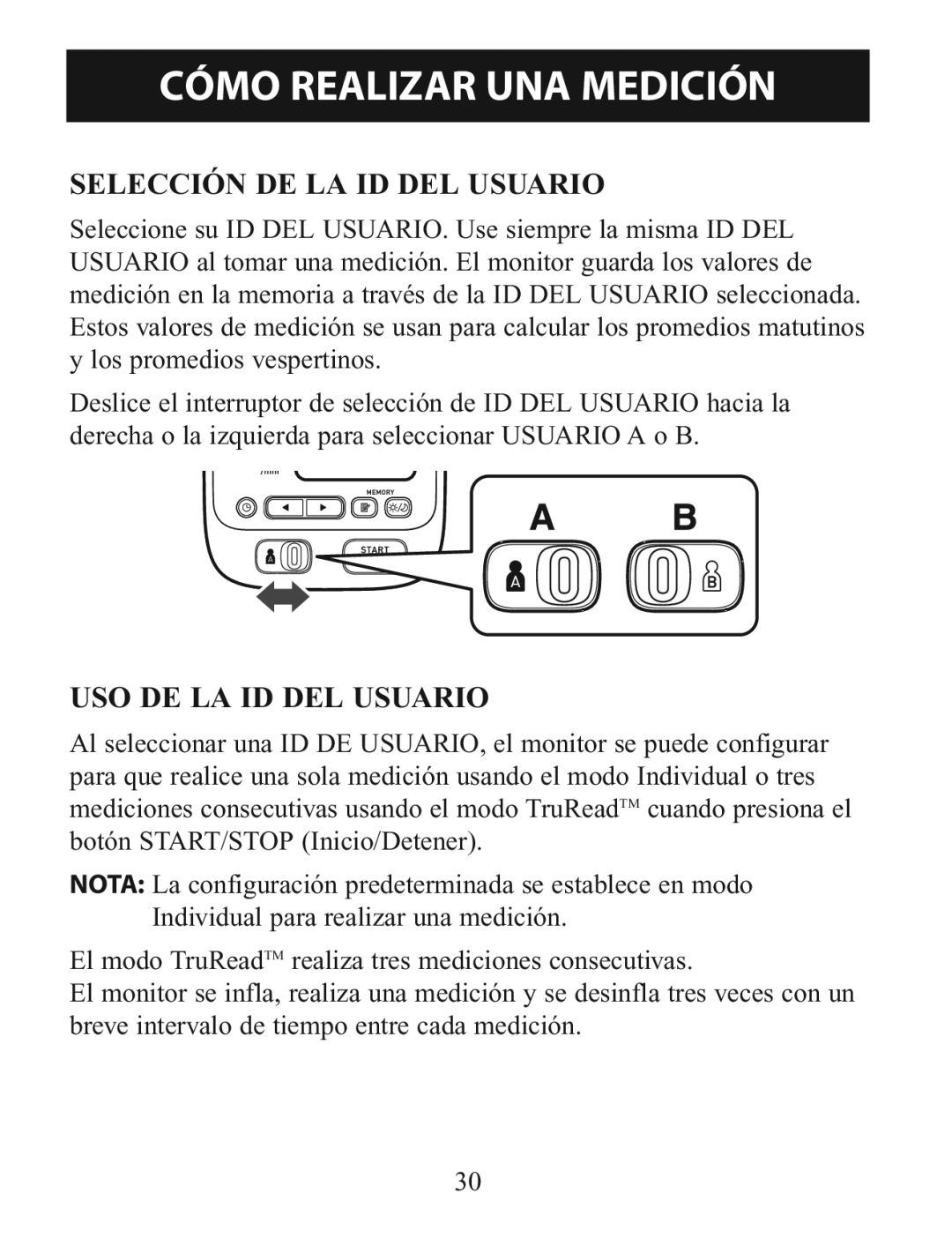 Omron BP785 manual Selección DE LA ID DEL Usuario, USO DE LA ID DEL Usuario 