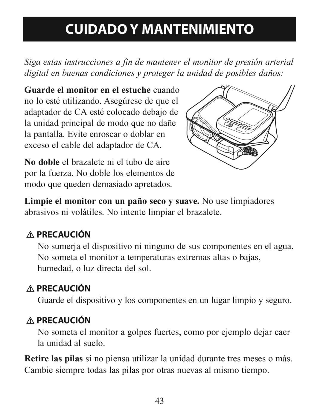 Omron BP785 manual Cuidado Y Mantenimiento 