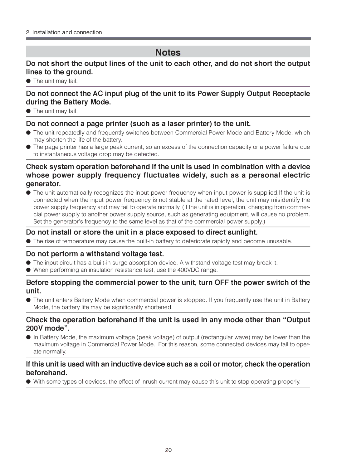 Omron BU3002SW, BU1002SW specifications Do not perform a withstand voltage test 