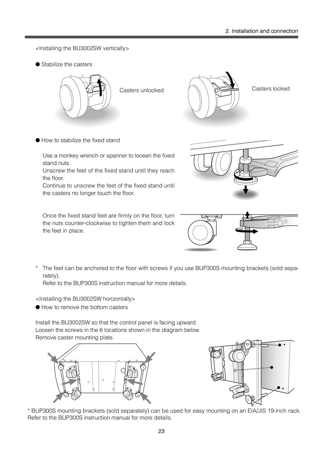 Omron BU1002SW, BU3002SW specifications Casters locked 