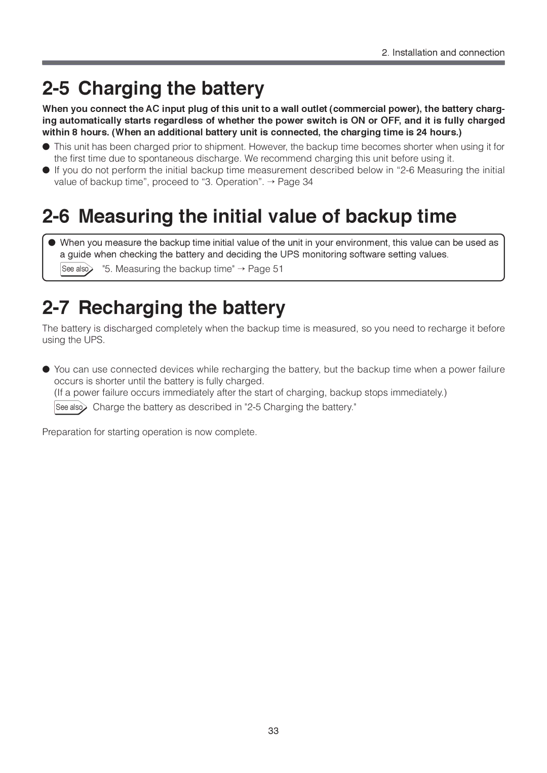 Omron BU1002SW, BU3002SW Charging the battery, Measuring the initial value of backup time, Recharging the battery 