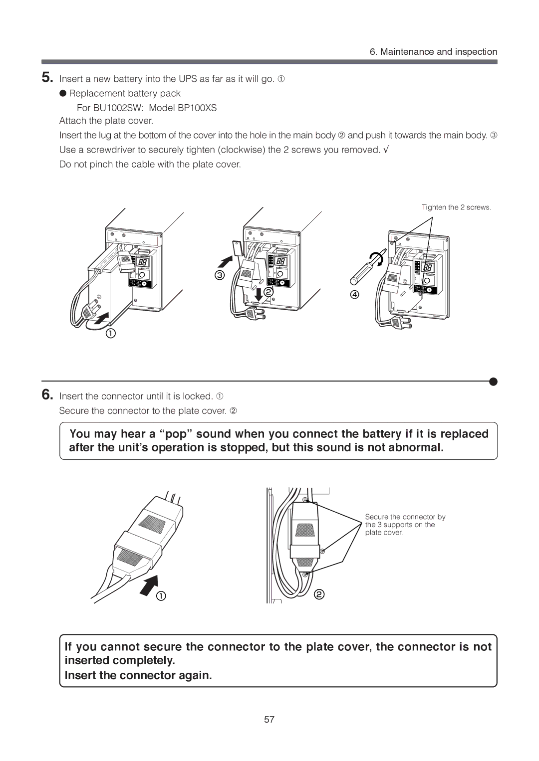 Omron BU1002SW, BU3002SW specifications Tighten the 2 screws 