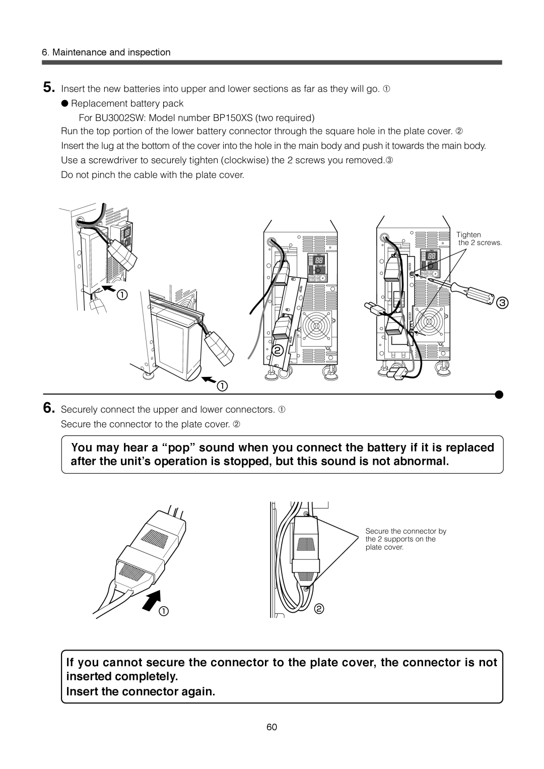 Omron BU3002SW, BU1002SW specifications Tighten 2 screws 