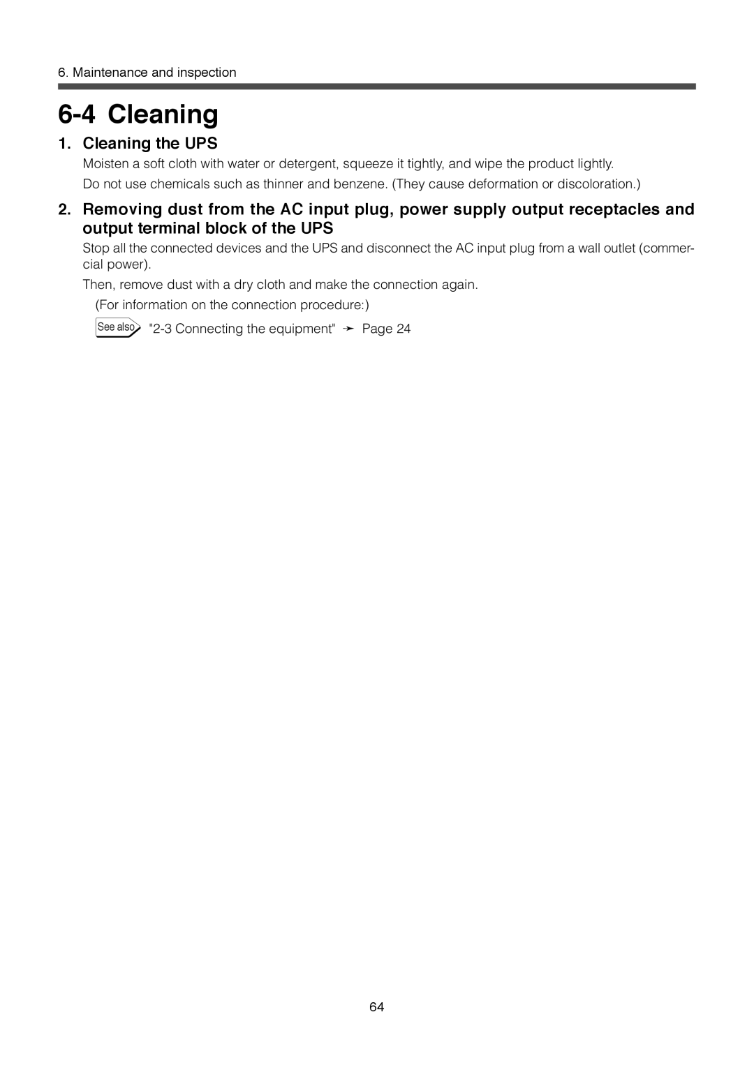 Omron BU3002SW, BU1002SW specifications Cleaning the UPS 