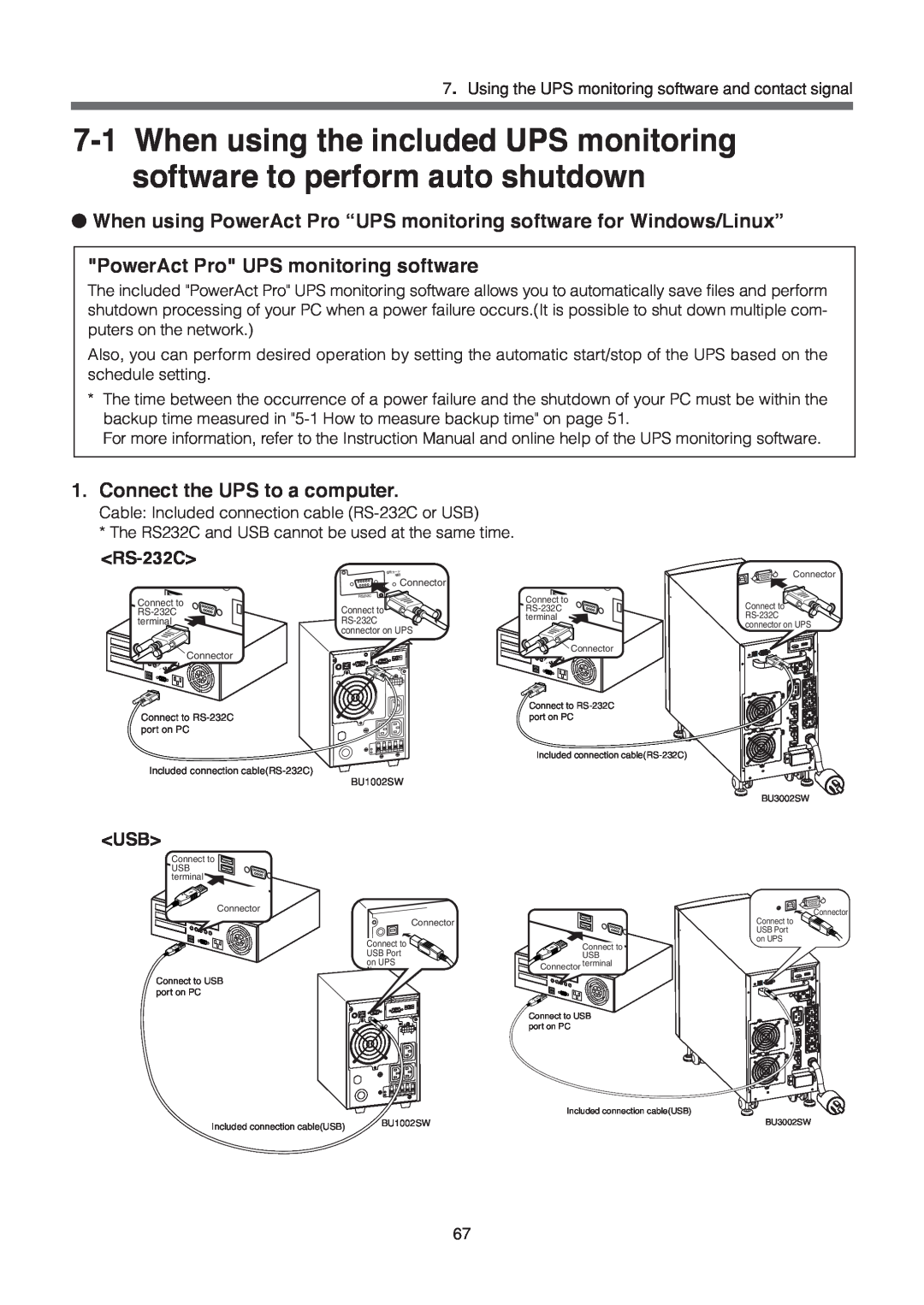 Omron BU1002SW When using PowerAct Pro “UPS monitoring software for Windows/Linux”, PowerAct Pro UPS monitoring software 