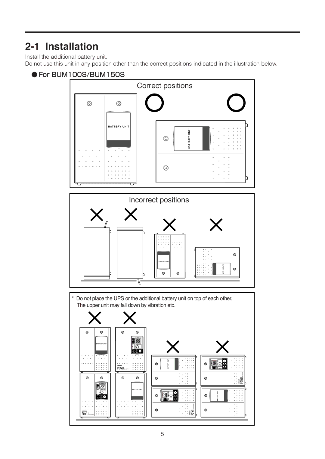 Omron BUM100S, BUM300S, BUM150S instruction manual Installation 