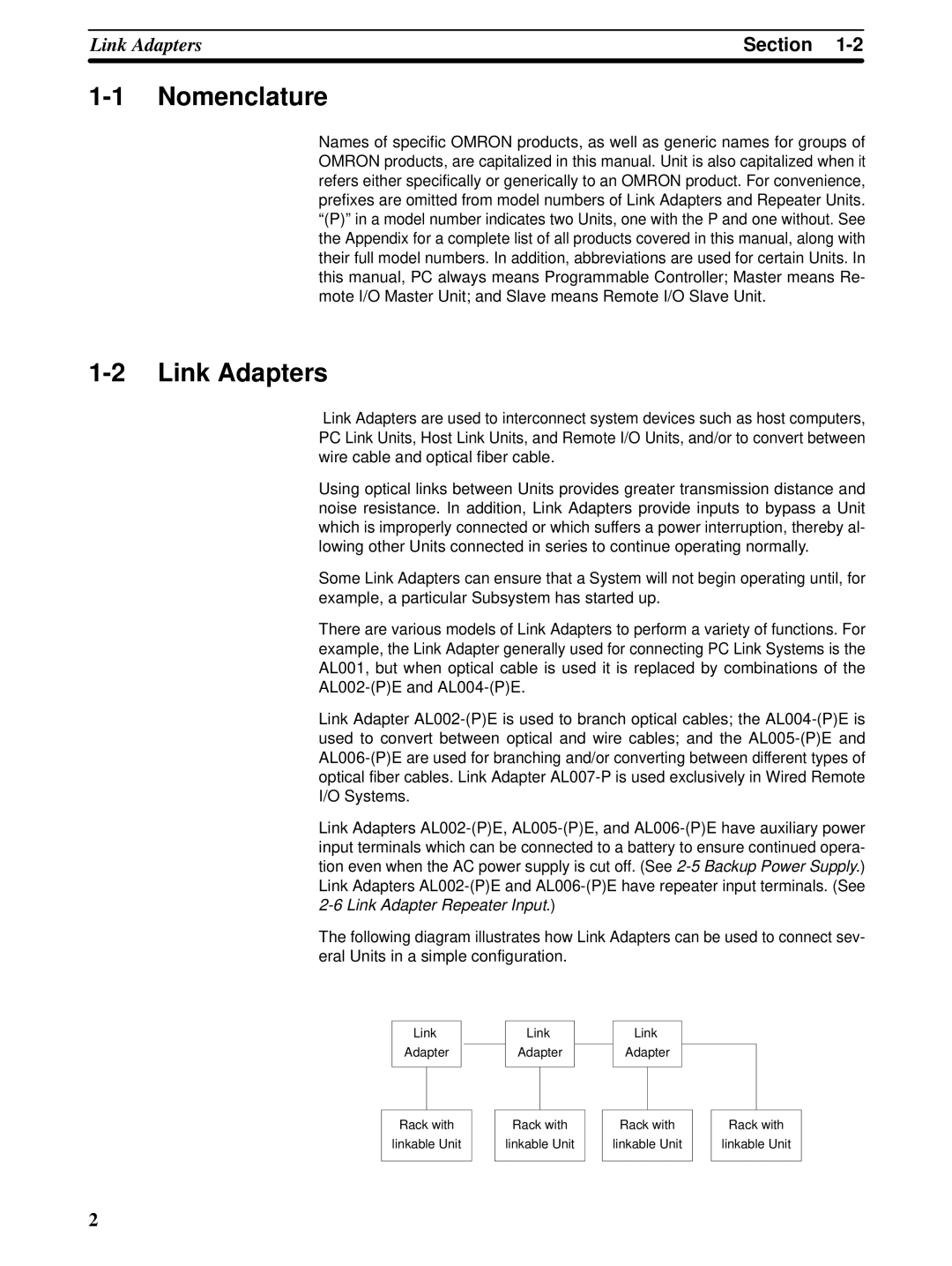 Omron C-series manual Nomenclature, Link Adapters 