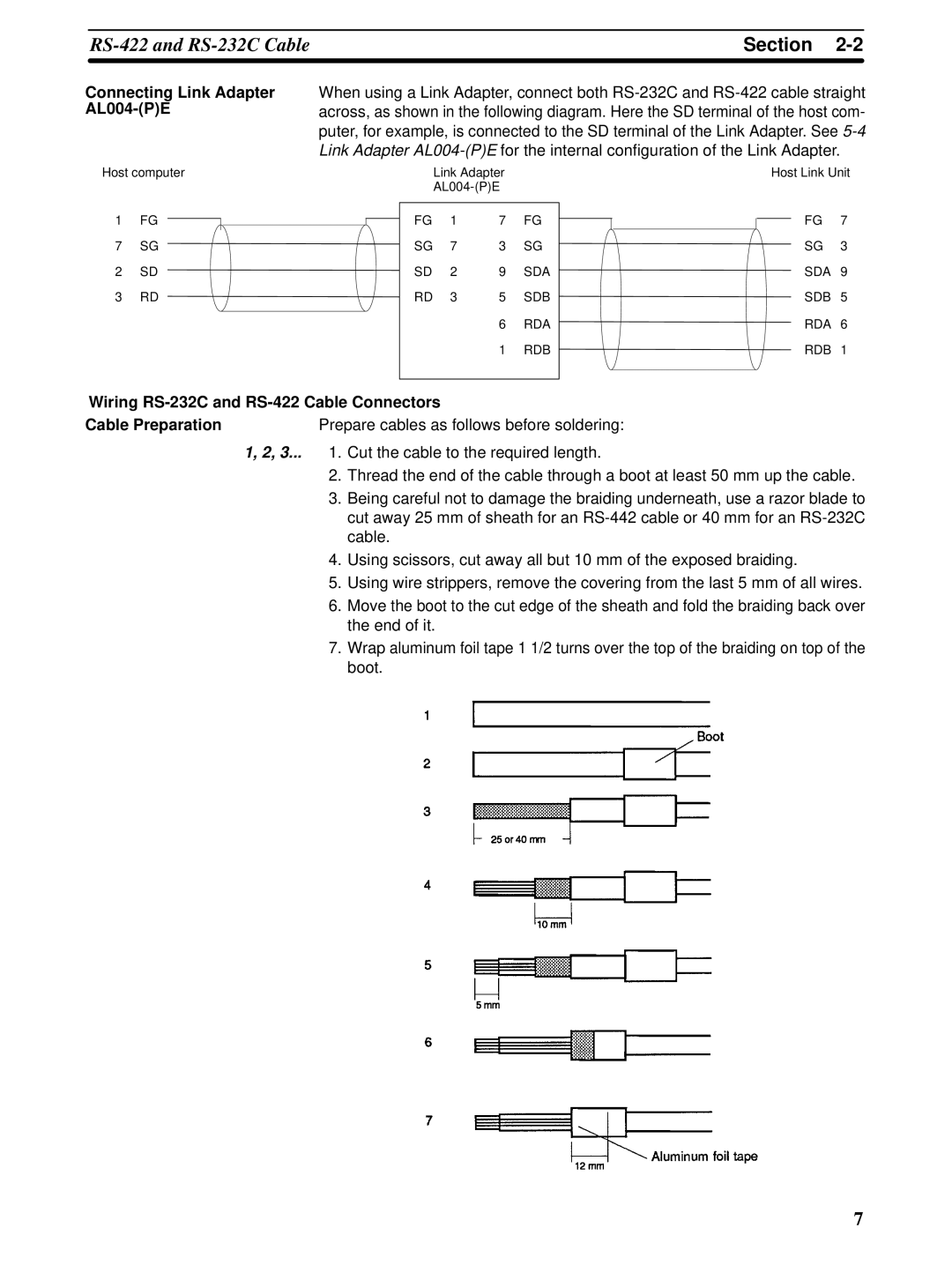 Omron C-series manual Section, Connecting Link Adapter AL004-PE 