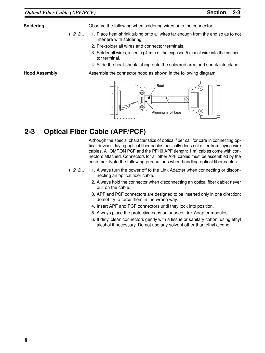 Omron C-series manual Optical Fiber Cable APF/PCF 