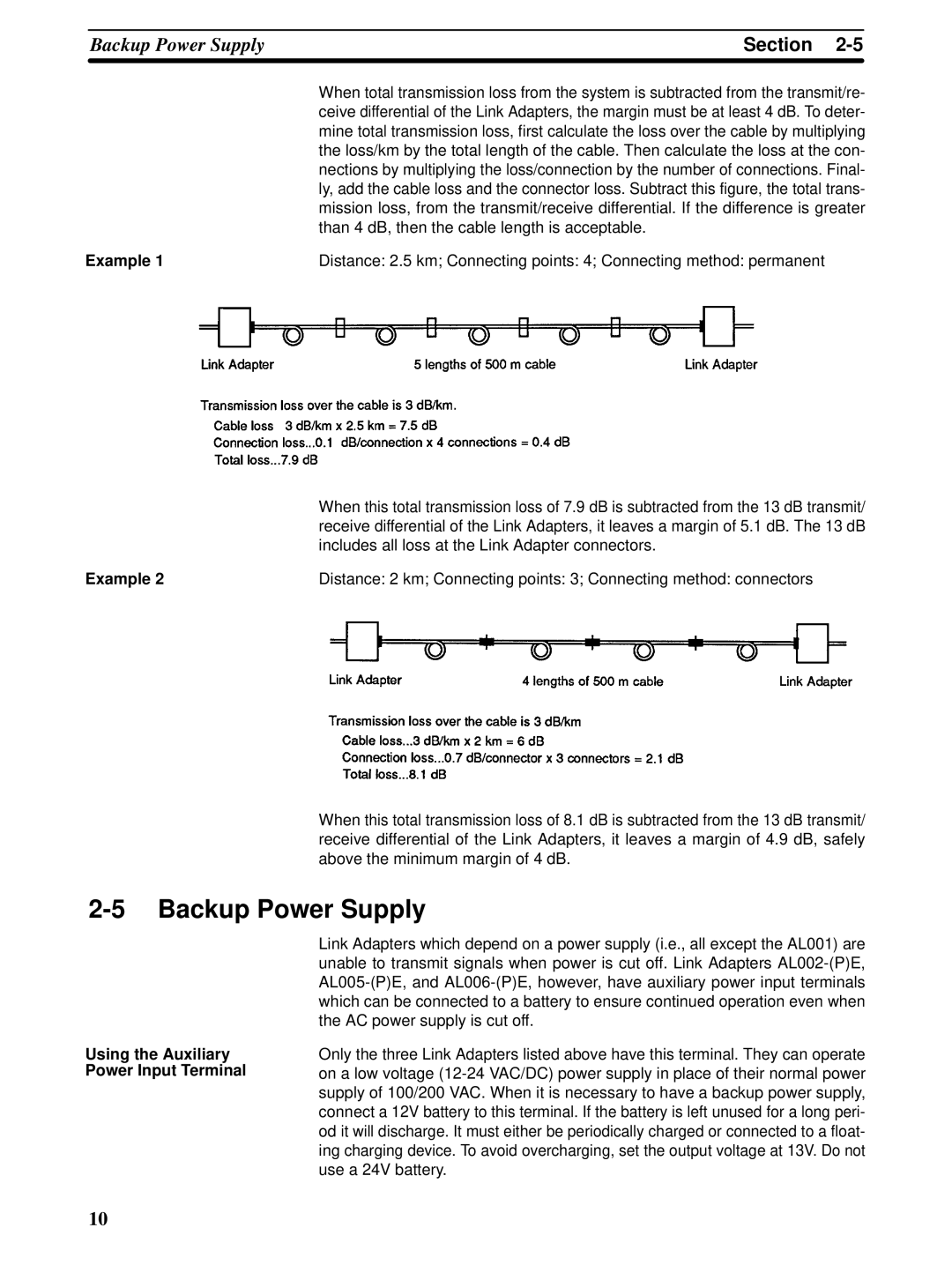 Omron C-series manual Backup Power Supply, Example, Using the Auxiliary Power Input Terminal 