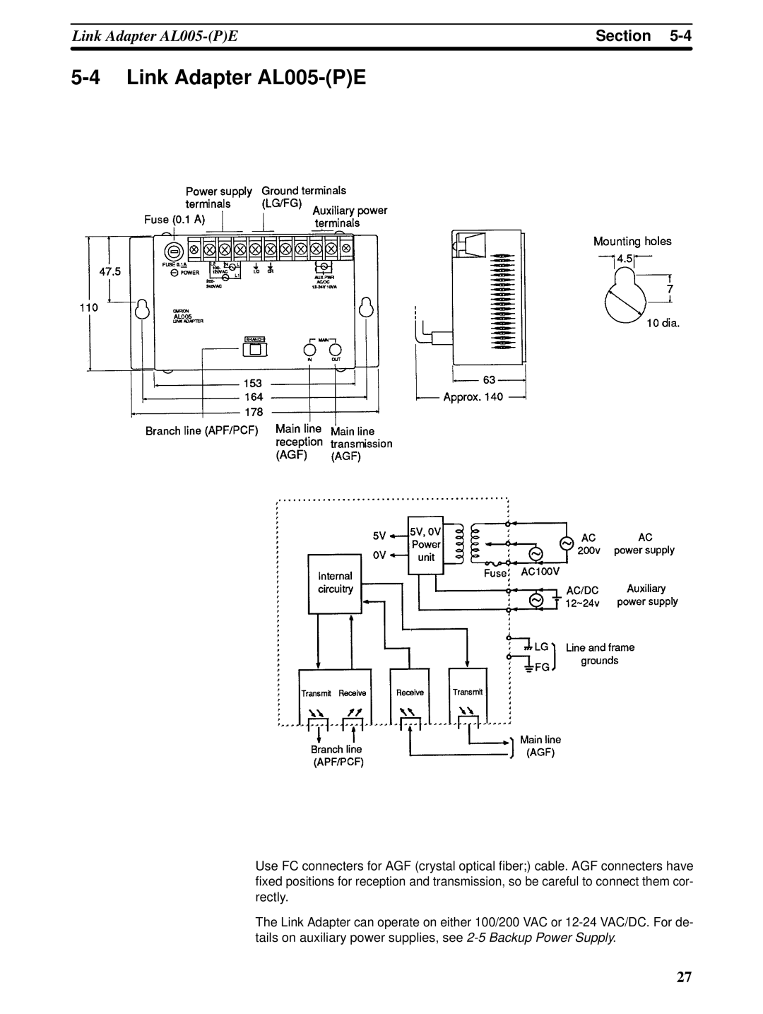 Omron C-series manual Link Adapter AL005-PE 