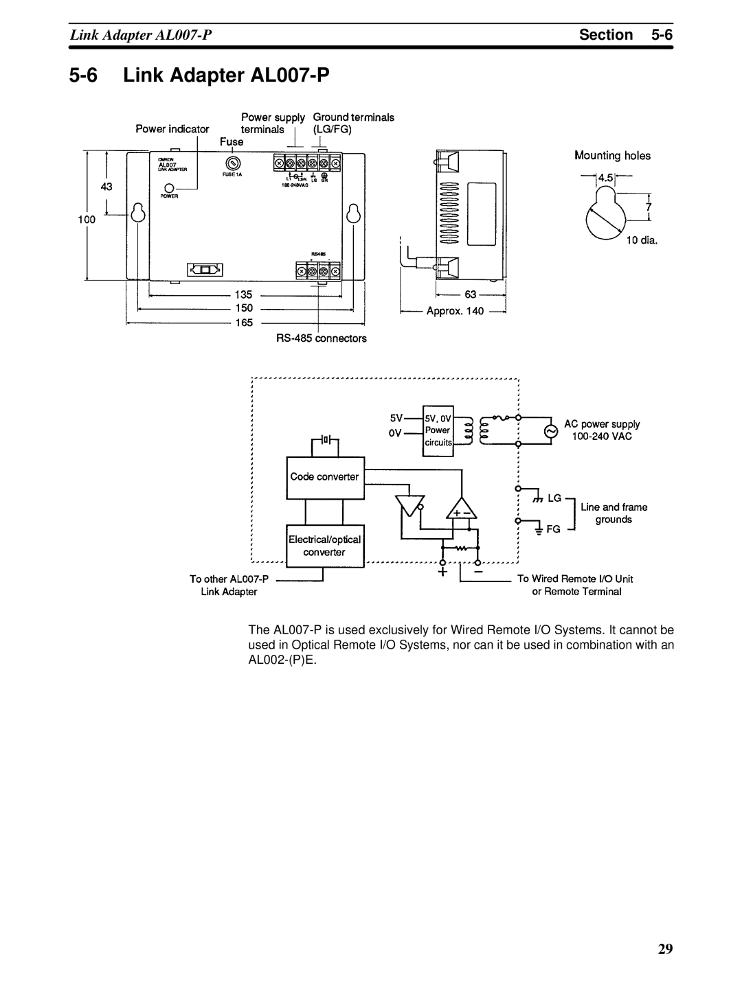 Omron C-series manual Link Adapter AL007-P 