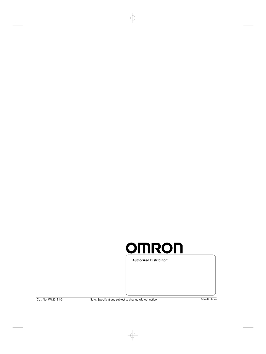 Omron C-series manual Authorized Distributor 