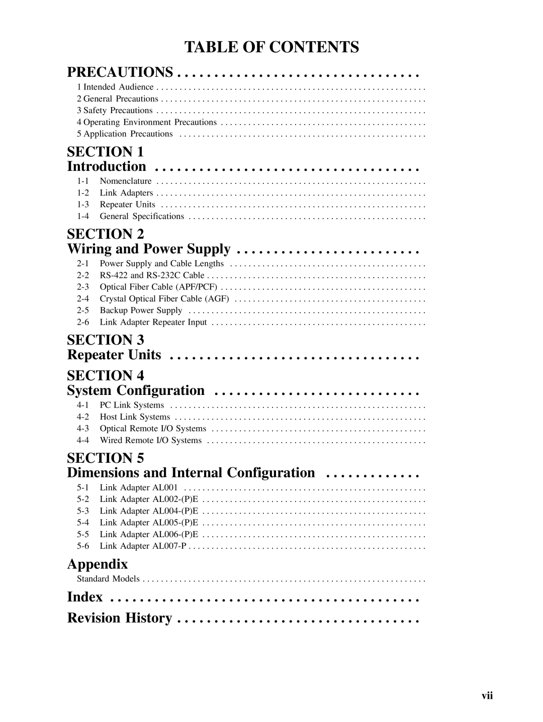 Omron C-series manual Table of Contents 