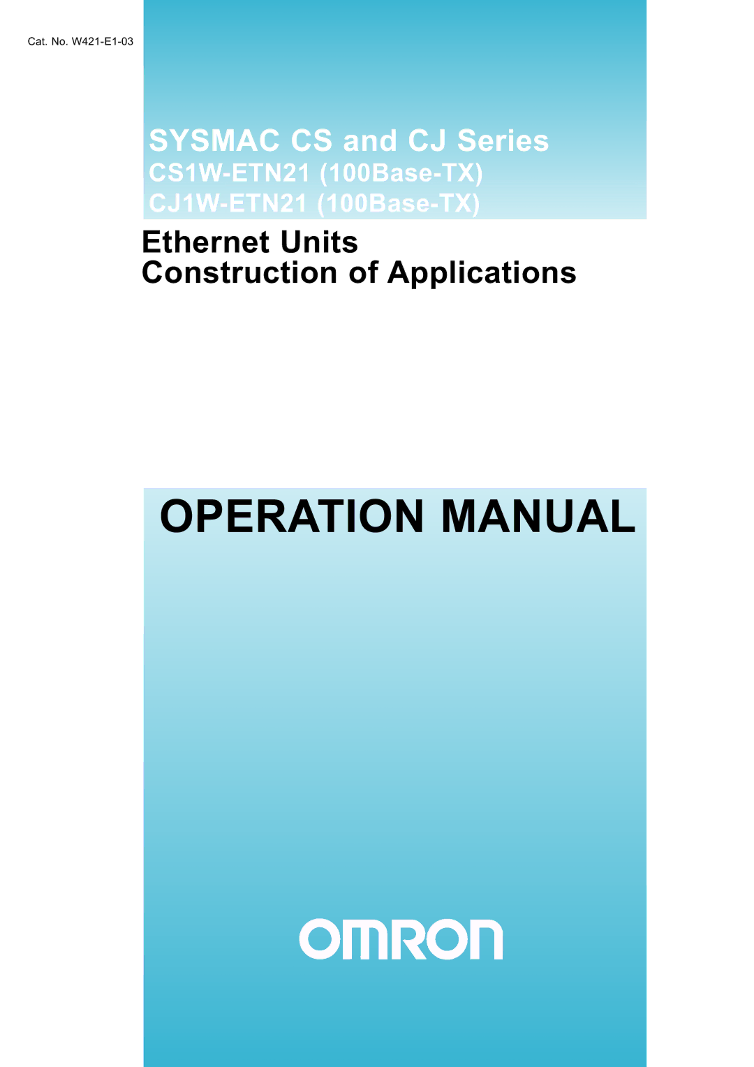 Omron CJ1W-ETN21 operation manual Ethernet Units Construction of Applications 