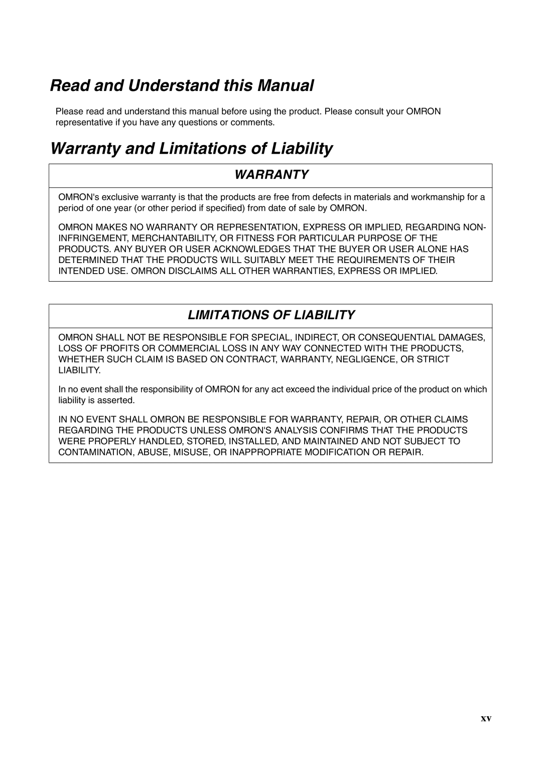 Omron CJ1W-ETN21 operation manual Read and Understand this Manual 