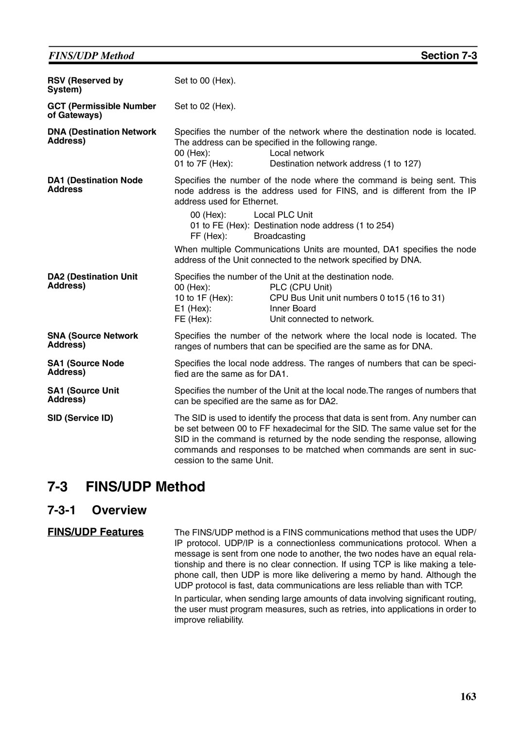 Omron CJ1W-ETN21 operation manual FINS/UDP Method, FINS/UDP Features 