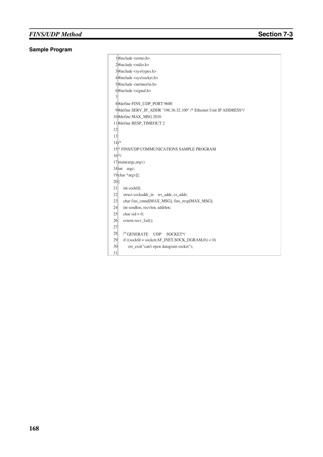 Omron CJ1W-ETN21 operation manual 15 * FINS/UDP Communications Sample Program 