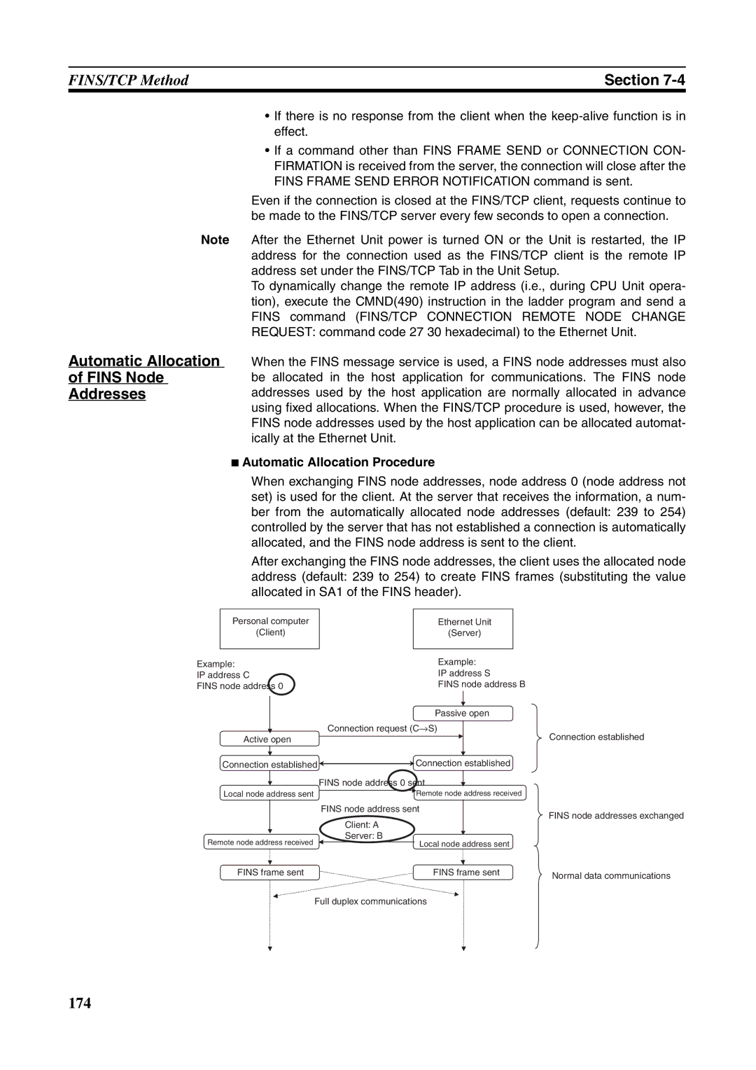 Omron CJ1W-ETN21 operation manual Automatic Allocation Fins Node Addresses, Automatic Allocation Procedure 