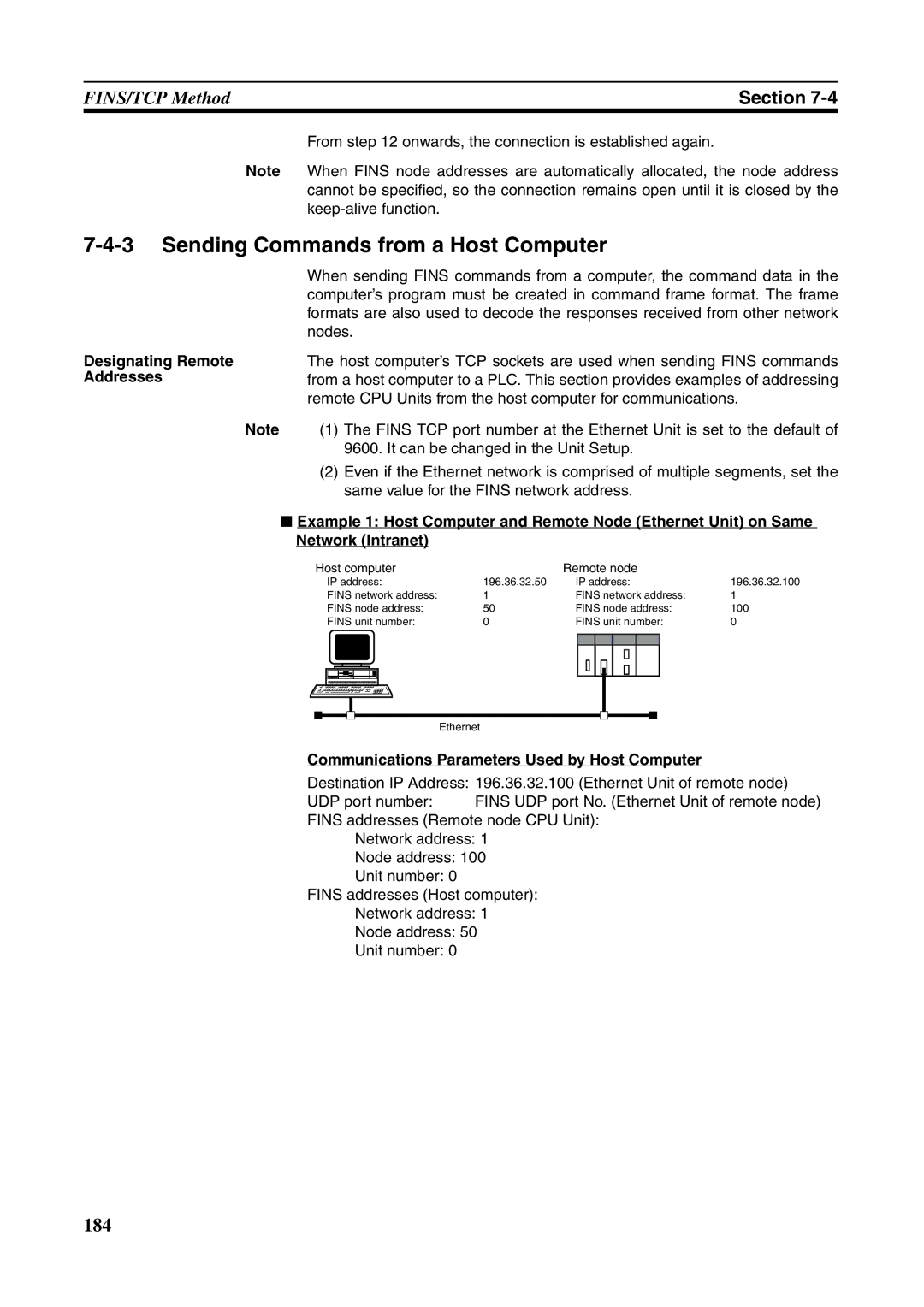 Omron CJ1W-ETN21 operation manual From onwards, the connection is established again, Host computer Remote node 