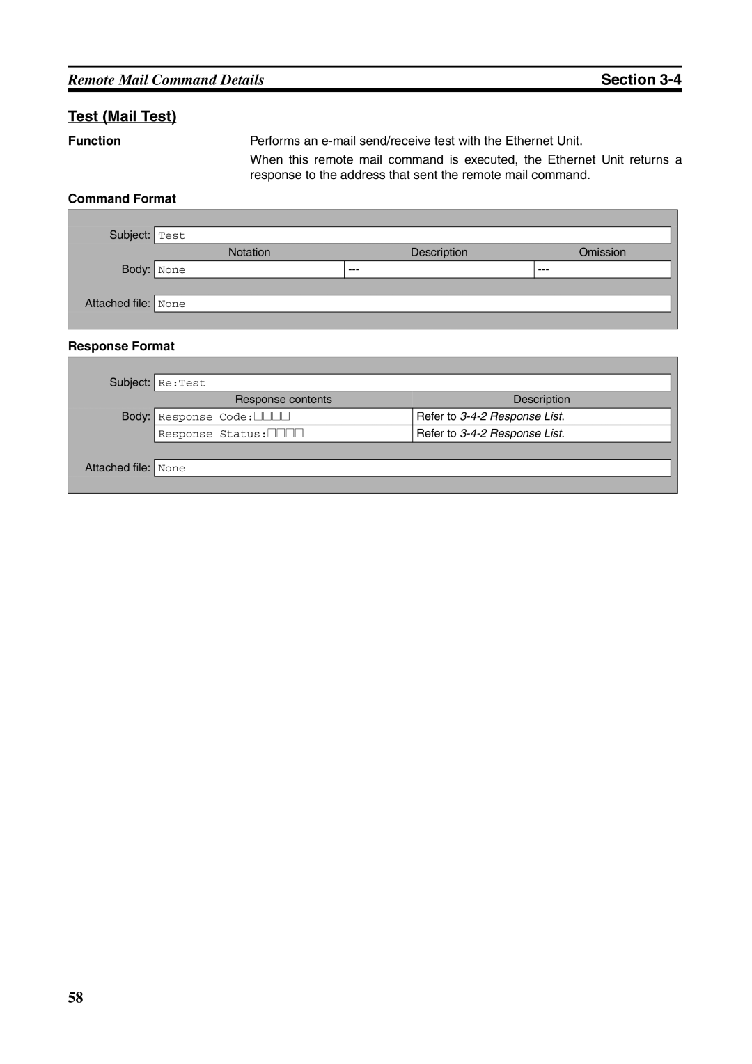 Omron CJ1W-ETN21 operation manual Test Mail Test 