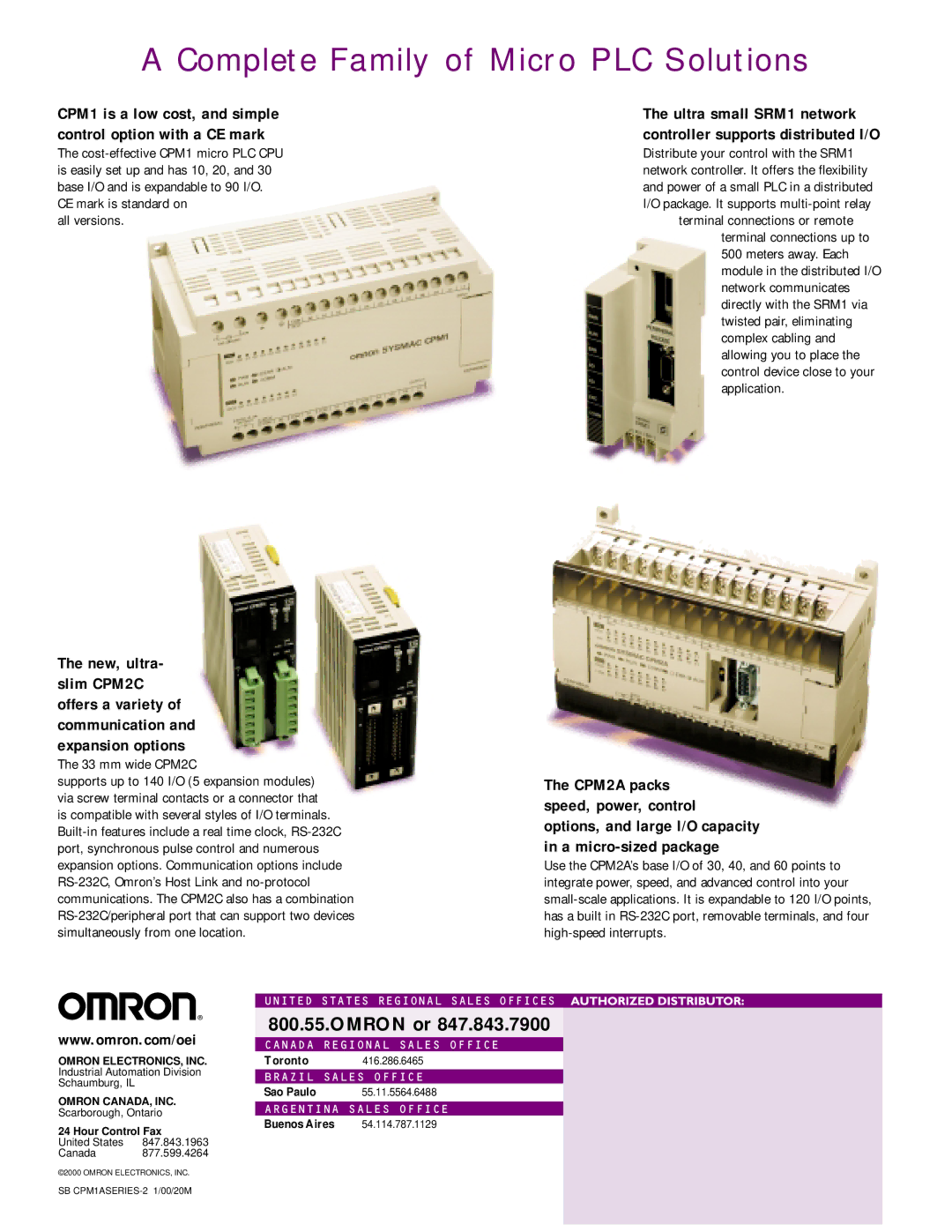 Omron CPM1A manual Complete Family of Micro PLC Solutions, All versions, mm wide CPM2C 