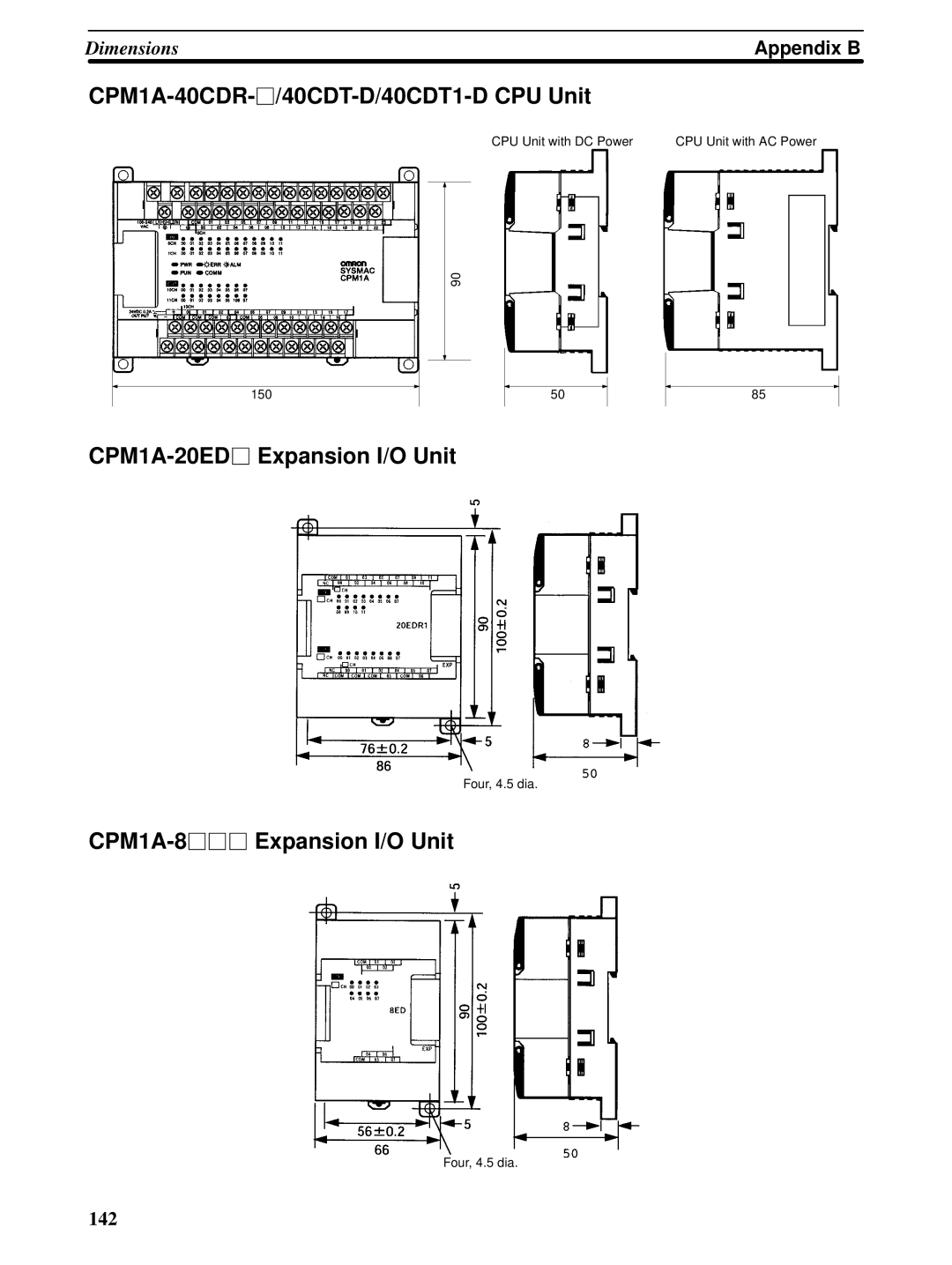 Omron CPM1A-40CDR-j/40CDT-D/40CDT1-D CPU Unit, CPM1A-20EDjExpansion I/O Unit, CPM1A-8jjjExpansion I/O Unit 