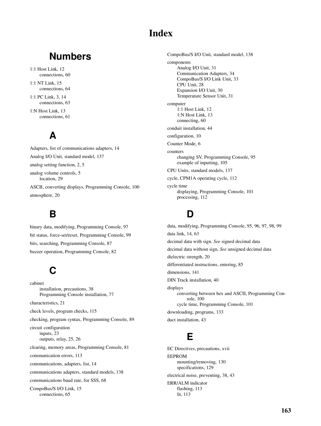 Omron CPM1A operation manual Numbers 