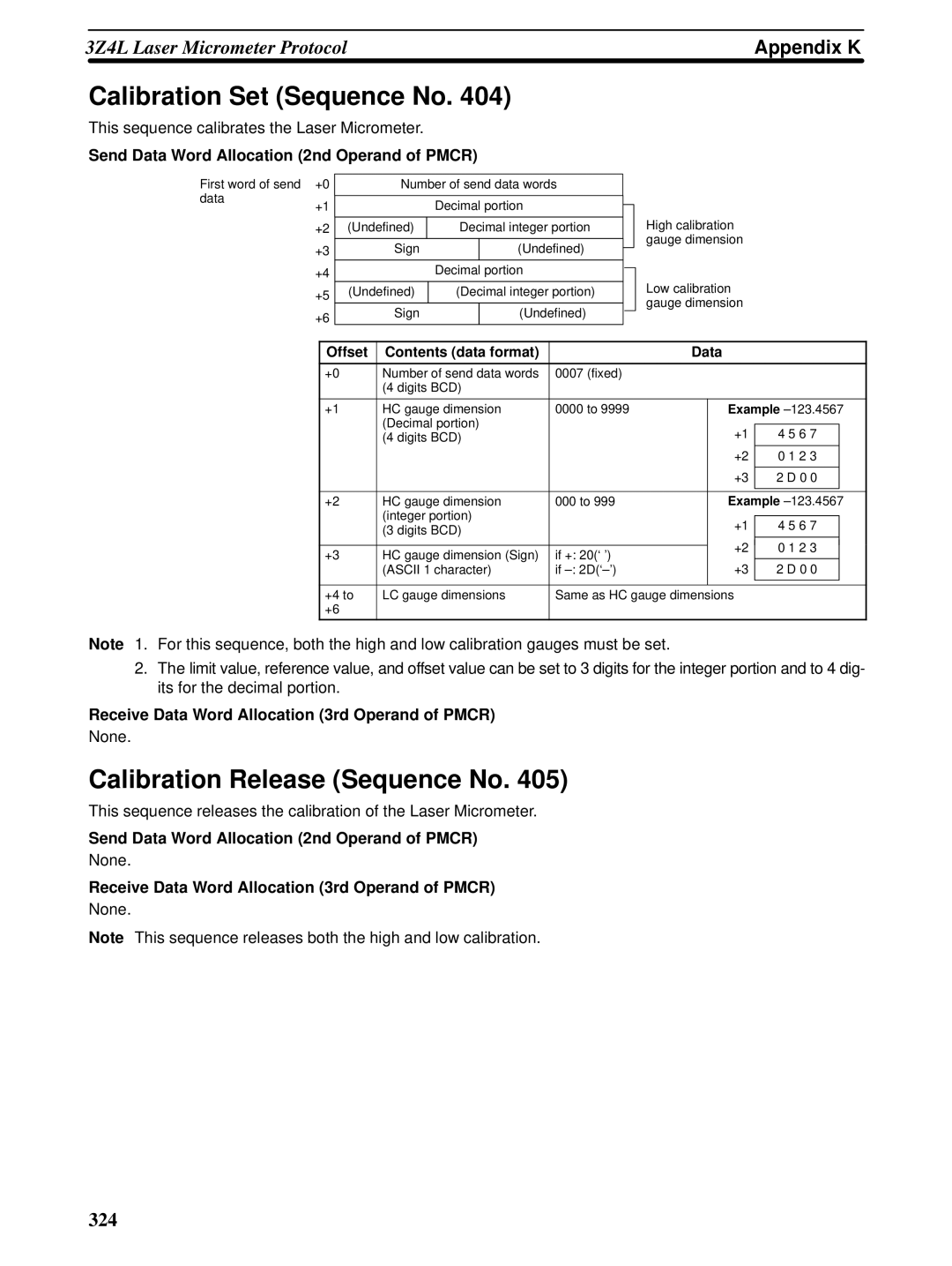 Omron CQM1H-SCB41 operation manual Calibration Set Sequence No, Calibration Release Sequence No 