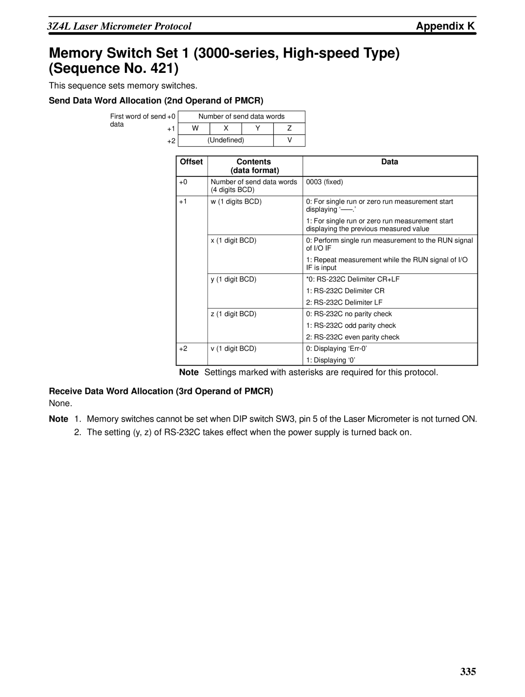 Omron CQM1H-SCB41 operation manual Memory Switch Set 1 3000-series, High-speed Type Sequence No 