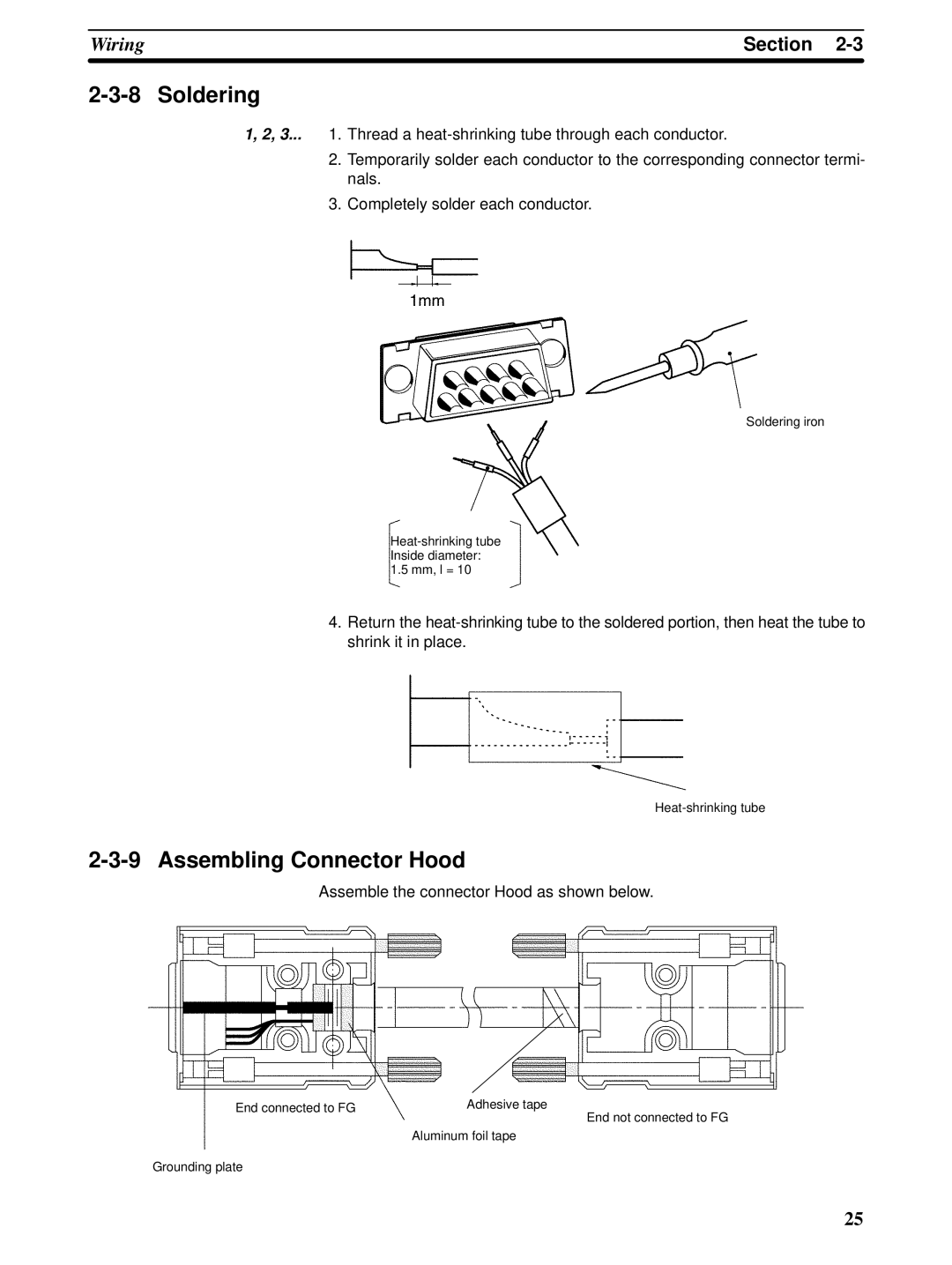 Omron CQM1H-SCB41 operation manual Soldering, Assembling Connector Hood 