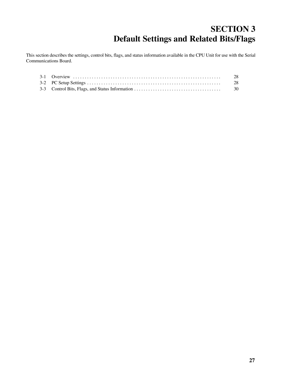 Omron CQM1H-SCB41 operation manual Default Settings and Related Bits/Flags 