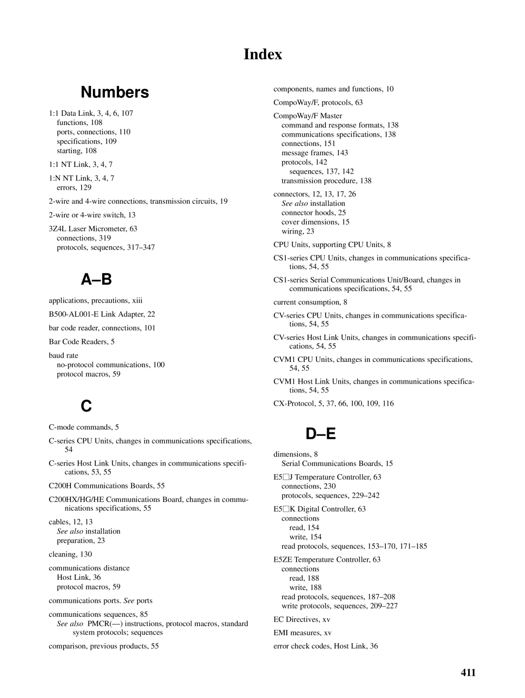 Omron CQM1H-SCB41 operation manual Numbers 