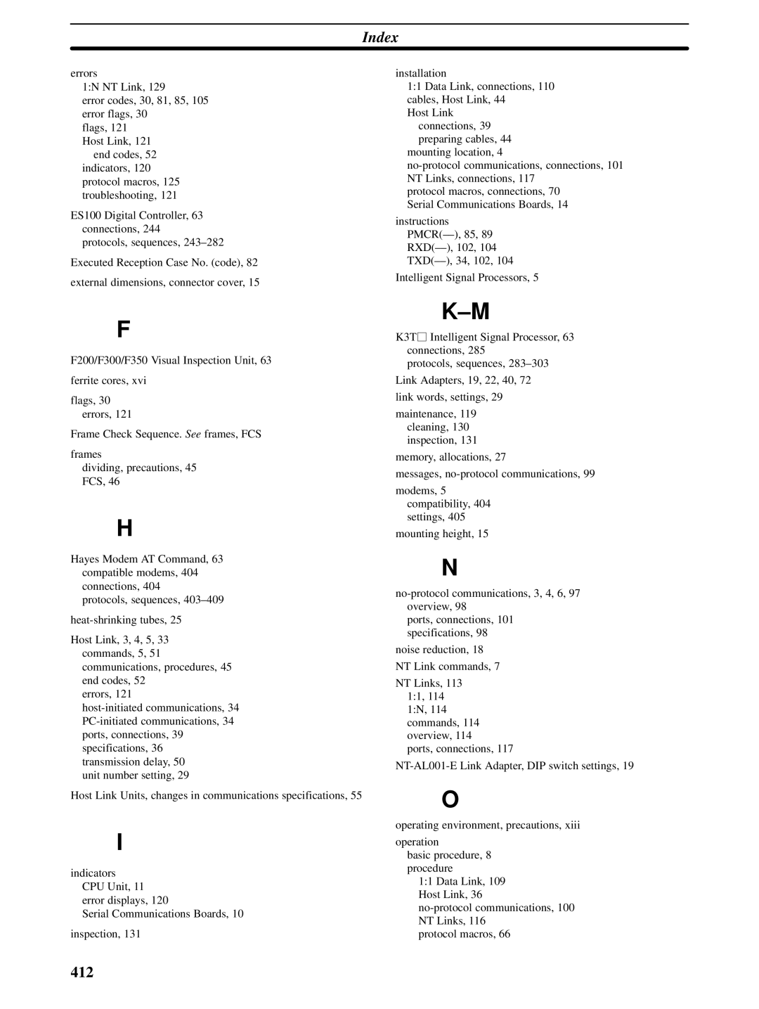 Omron CQM1H-SCB41 operation manual Index 