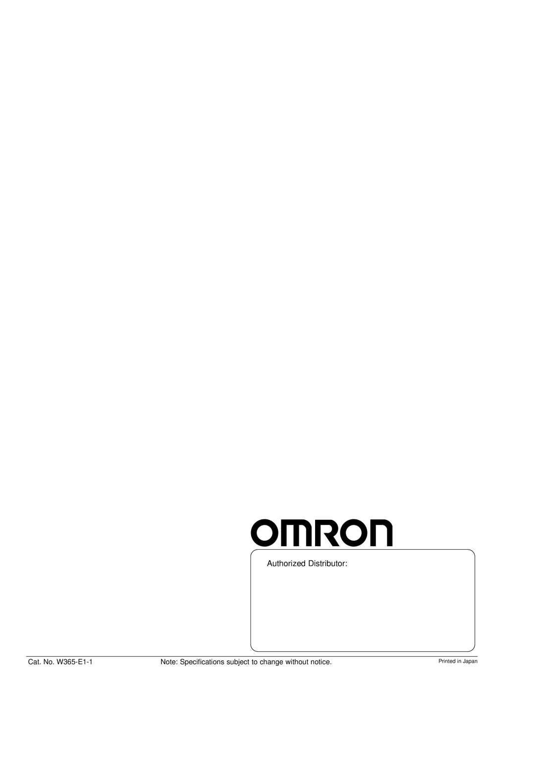 Omron CQM1H-SCB41 operation manual Authorized Distributor 