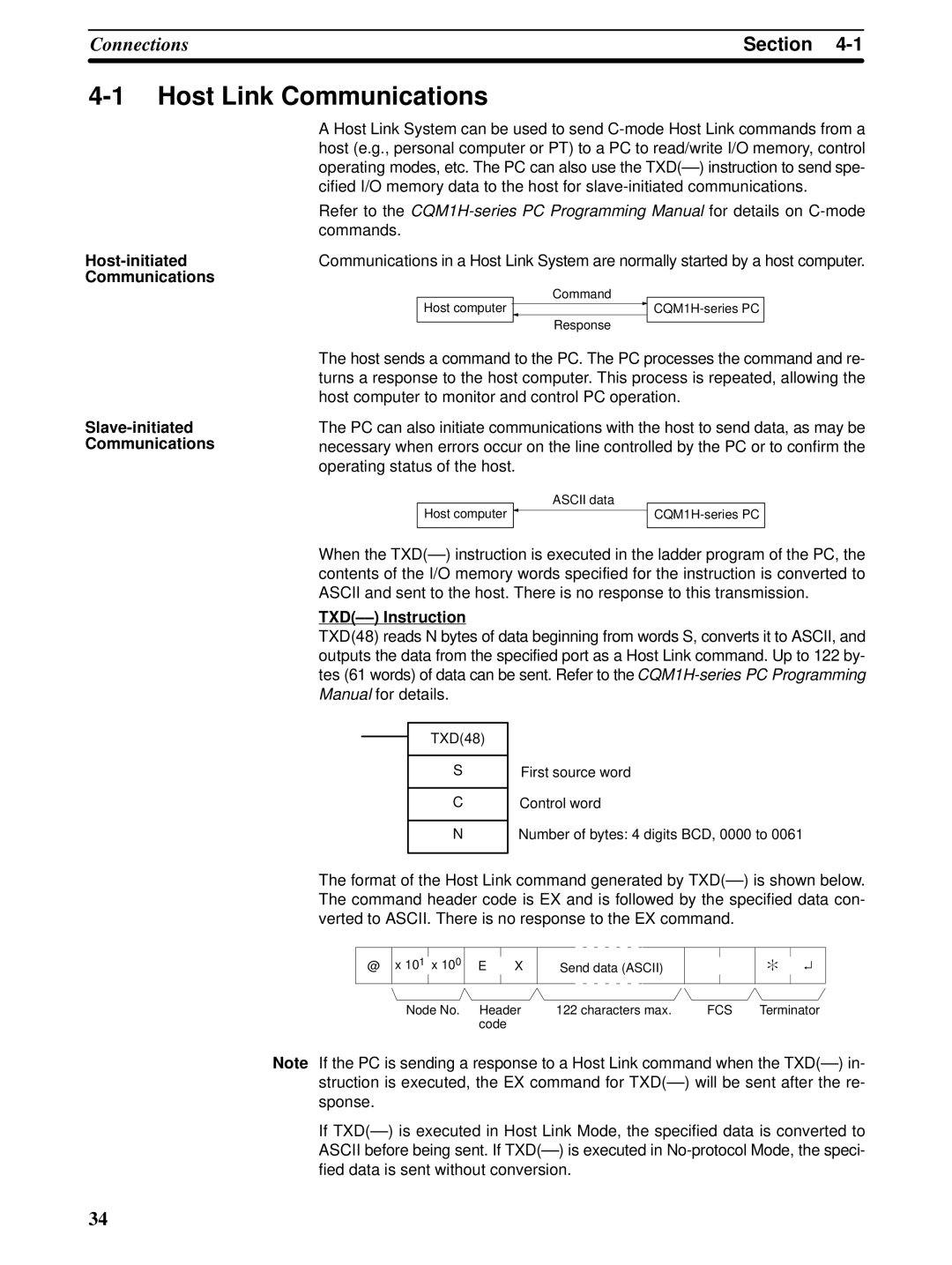 Omron CQM1H-SCB41 operation manual Host Link Communications, TXD-- Instruction 